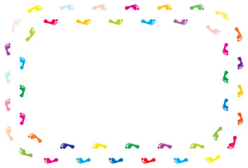 Colorful foot print frame on white background, vector illustration