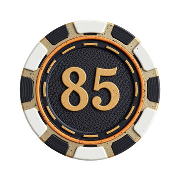 Glossy Poker Chip with Embossed Surface White Background