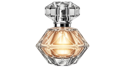 Elegant perfume bottle with a crystal cap luxury fragrance container for women isolated on white background