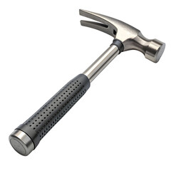 Shiny steel hammer with ergonomic grip, perfect for construction, woodworking, and home improvement projects, delivering power and precision every time.Isolated on white background.