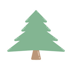 A pastel flat illustration of a light green pine tree, designed with a soft minimalistic style.