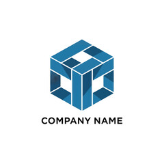 Abstract Blue Cube Logo Design for Company Branding.