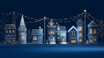 Charming 3D town illustration decorated for Christmas celebration