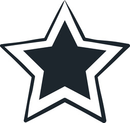 Hand drawn star doodle set black and white illustration