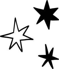Hand drawn star doodle set black and white illustration