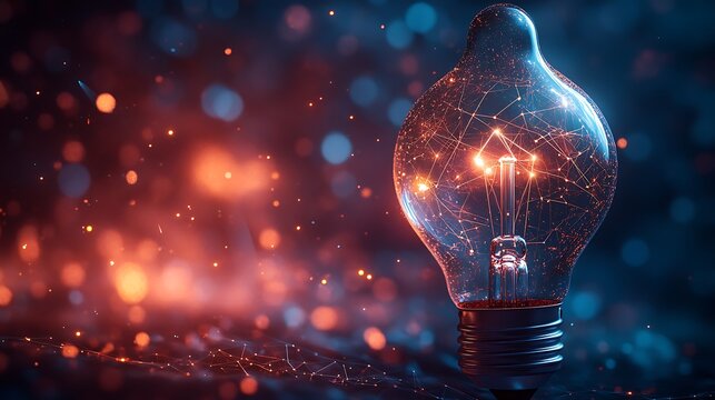 Radiant innovation: Futuristic lightbulb embodying interconnected network concepts