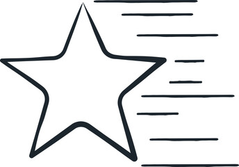 Hand drawn star doodle set black and white illustration