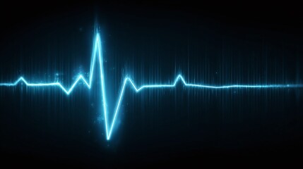 A vibrant, glowing blue line pulsates against a dark backdrop, reminiscent of a vital heartbeat rhythm visualized through advanced technology.