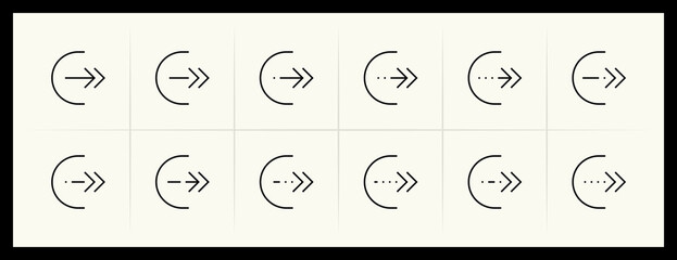 Arrow icon set. Exit, entrance, navigate, import, export, upload, share, download, forward and more.