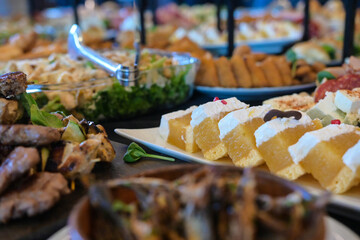 catering food on a table, corporate event food