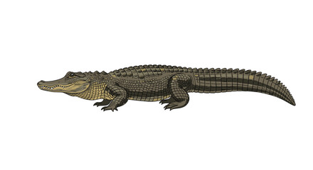 Naklejka premium An American alligator displays its scaly hide and elongated snout in this detailed pixel art rendering.