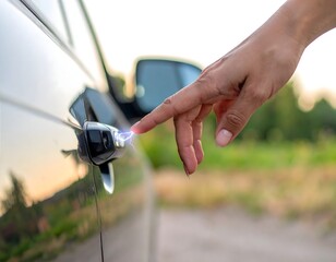 車のドアノブで静電気が走る瞬間