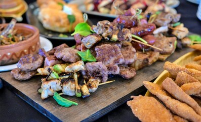 catering food on a table, corporate event food