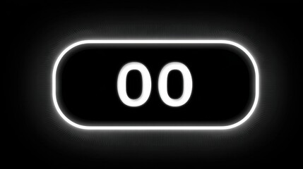 Black Background with Glowing White Countdown Timer Displaying Zero Seconds in a Futuristic Style