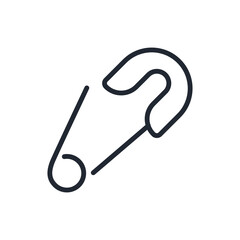 Safety pin editable stroke outline icon isolated on white background flat vector illustration. Pixel perfect. 64 x 64.