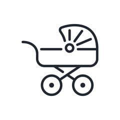 Stroller editable stroke outline icon isolated on white background flat vector illustration. Pixel perfect. 64 x 64.