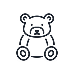 Teddy bear editable stroke outline icon isolated on white background flat vector illustration. Pixel perfect. 64 x 64.