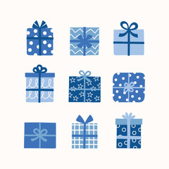 Christmas background with hand drawn presents. Vector illustration