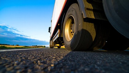Low angle of a truck on asphalt