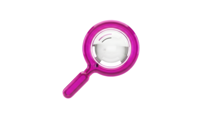 Pink magnifying glass a search icon in a flat design style isolated on a white background for web and app design