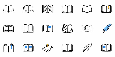 Engage Readers with Classic Book Icons: Perfect for Education, Literature, and Publishing Designs, Evoking a Sense of Knowledge and Learning