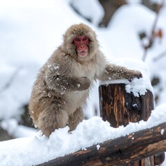 Macaque in winter