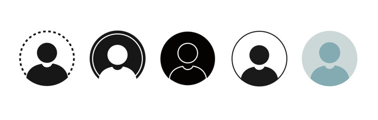 User profile avatar icon set. Person silhouette symbols. Account, ID, contact and profile picture icons.