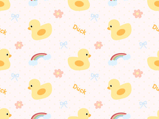 seamless pattern with duck and flowers