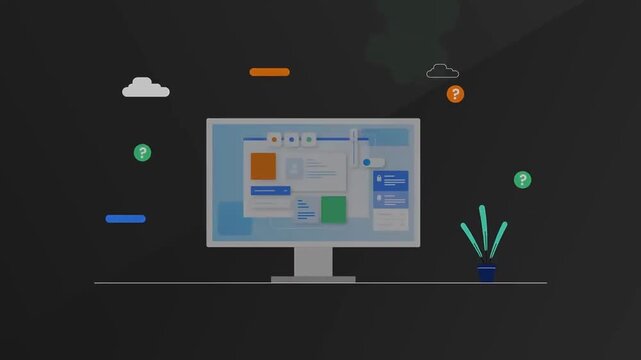 Modern dashboard interface with data analytics and business management animation
