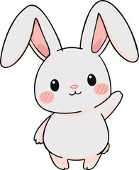 Cute White Rabbit Cartoon Character