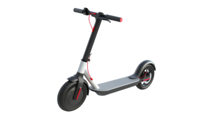 Electric scooter with red accents isolated on a transparent background
