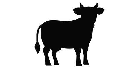 Cow Icon – Farm Animal Silhouette Vector Illustration Isolated on White