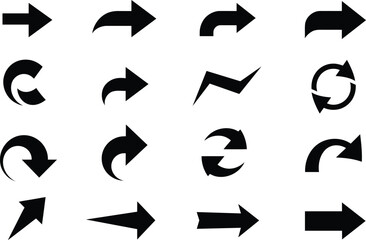 Collection of Various Arrow Designs Pointing in Different Directions Navigation Concept