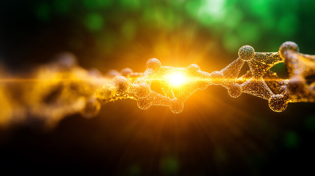 A captivating visual of molecular structures illuminated by bright light, symbolizing innovation and scientific discovery. - Powered by Adobe