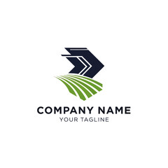 Modern Abstract Business Logo with Arrows, Green Field Lines, and Placeholder Text on White Background for Corporate Branding, Flat Vector Elements, Vector Illustration, Simple Vector, Stylized