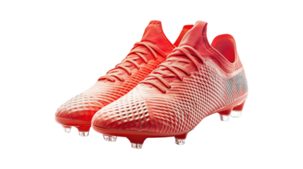 Red Football Boots isolated on a transparent background