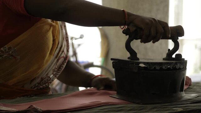 Indian Ironing Technique - Expert Hand at Work