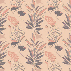 Fototapeta premium Seamless Batik Modern Floral Pastel Pattern