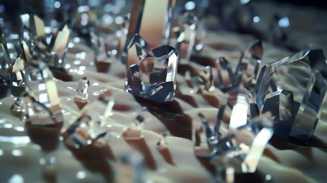 needle-shaped uric acid crystals forming and piercing cartilage