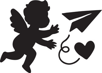 Valentine’s paper airplane delivering heart, symbol of love, romance, message, and sweet celebration.