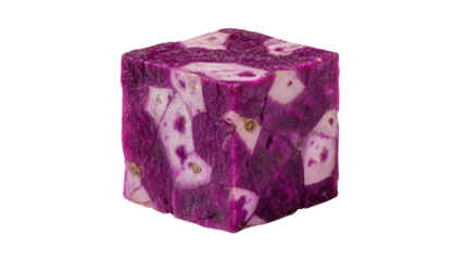 Purple yam cube background isolated on a Transparent background, PNG file.