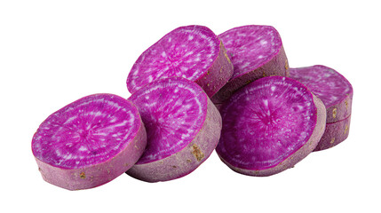 Purple yam slice background isolated on a Transparent background, PNG file.