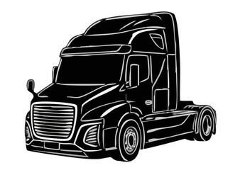 Black Heavy-Duty Truck on a Road with Modern Design for Transportation and Freight Services