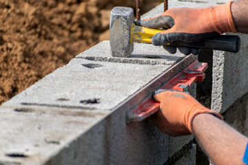 Handyman working on a construction site with tools