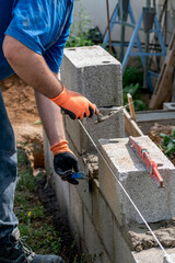 Handyman working on a construction site with tools