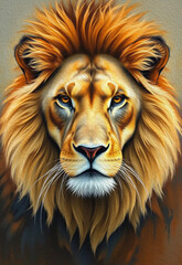 Naklejka premium Lion . Oil paint. Animal illustration. Design for use in graphics.