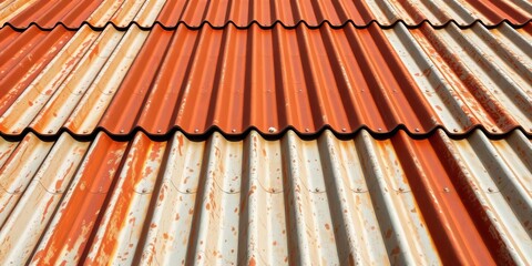 Worn, corrugated metal roofing; rusty, weathered texture  ,  image,  photography