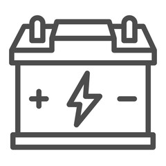 Car lead acid battery line icon, car parts concept. Vector graphics. Accumulator sign on white background, outline style icon for mobile or web design.