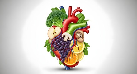 Healthy Heart Concept Made of Fruits and Vegetables
