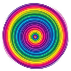 Vibrant rainbow spiral pattern isolated on transparent background